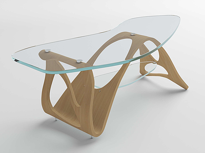 3d现代玻璃茶几不规则桌脚模型