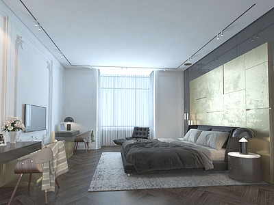 3d欧式卧室模型
