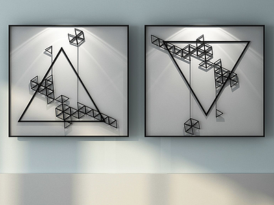 3d现代几何抽象挂画模型