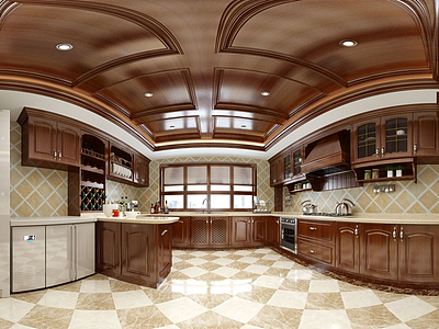3d美式风格厨房模型
