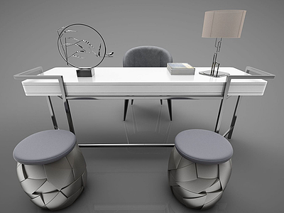 书桌椅组合模型3d模型