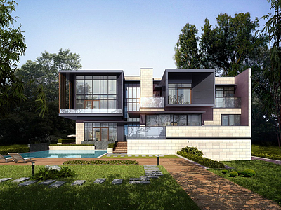3d现代别墅豪宅模型