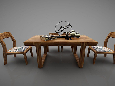 新中式风格休闲桌模型