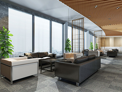 3d现代公司休息区会客厅模型