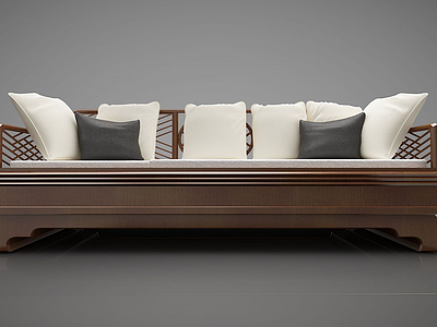 3d新中式风格多人沙发模型