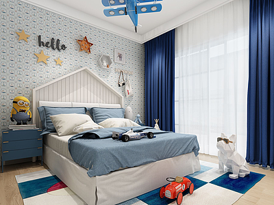 3d现代儿童卧室模型