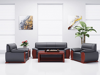 3d现代经典办公沙发茶几模型模型