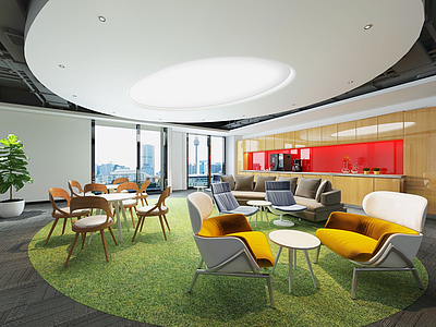 现代公司休息区候客厅模型3d模型