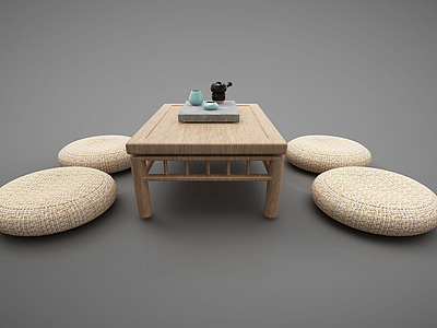 新中式茶几坐垫榻榻米模型3d模型