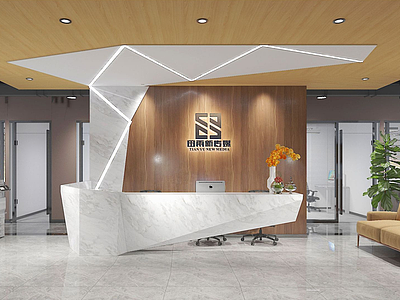3d办公楼公司前台模型