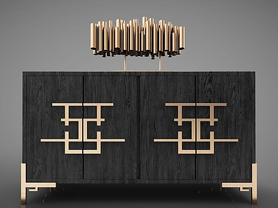 新中式轻奢风格装饰柜模型3d模型