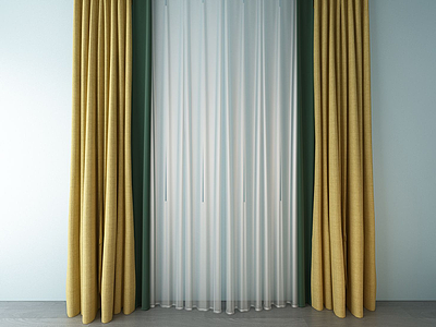 3d欧式简约窗帘模型
