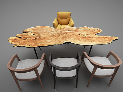 茶桌椅组合模型