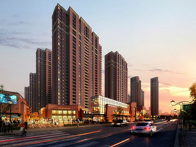 3d中式住宅商业街模型
