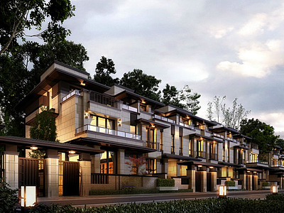 新中式别墅模型3d模型