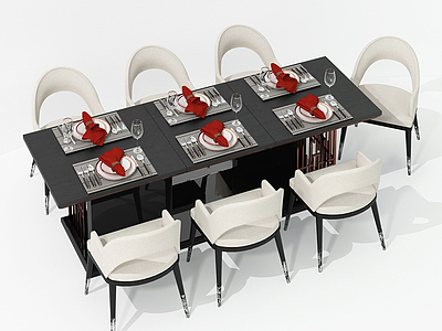 简欧休闲餐桌椅组合模型3d模型