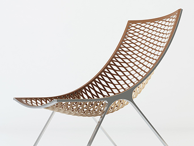 3d现代金属藤编椅组合模型