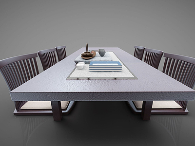 3d新中式风格休闲桌模型