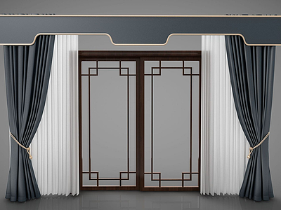 新中式风格窗帘模型3d模型