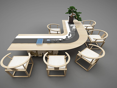 弧形办公桌模型3d模型