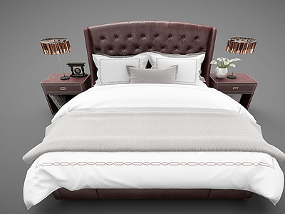 3d床及床头背景模型