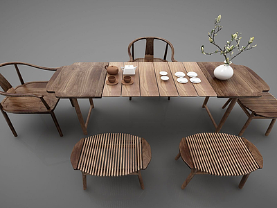 新中式茶桌模型3d模型