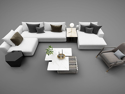 现代风格沙发组合3d模型