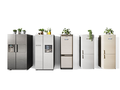 3d现代冰箱组合模型