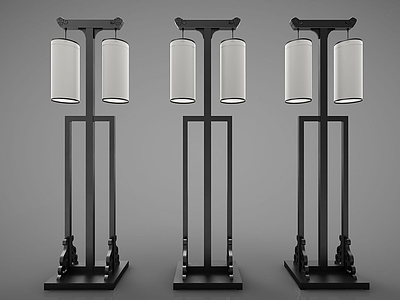 3d新中式风格灯具模型