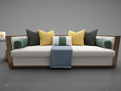 3d新中式双人沙发模型