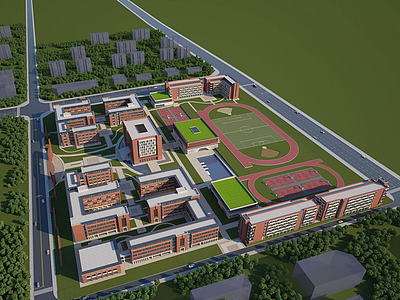 学校大楼模型3d模型