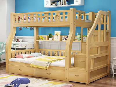 3d简欧现代儿童床模型