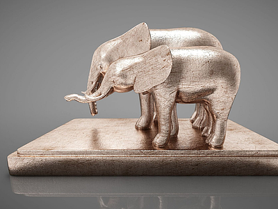大象摆件组合模型3d模型
