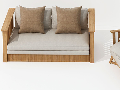3d现代棉麻布艺沙发模型