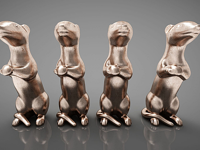 3d动物雕塑摆件组合模型