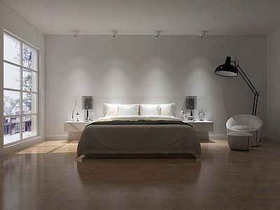 3d极简简约卧室模型