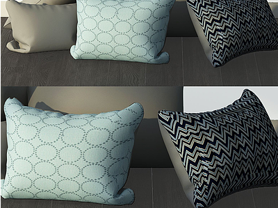3d现代花纹靠枕组合模型