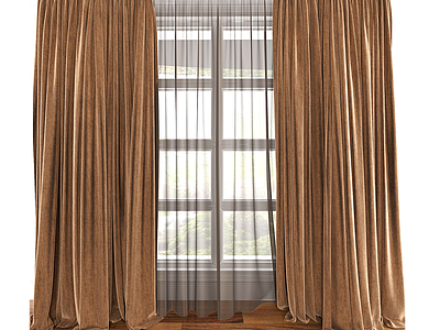 3d现代布艺窗帘模型