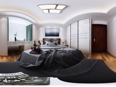 3d现代北欧主卧室模型