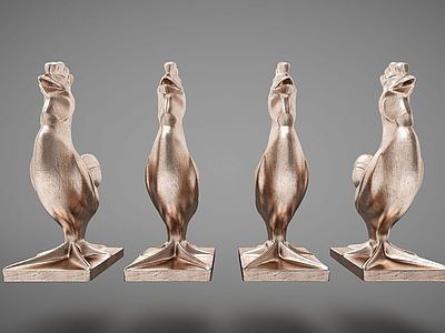 3d金属公鸡雕塑模型