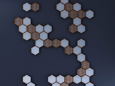 3d木质蜂巢几何墙饰模型