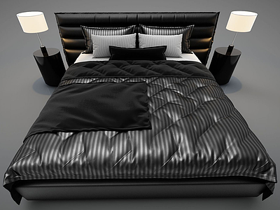 3d现代床组合模型