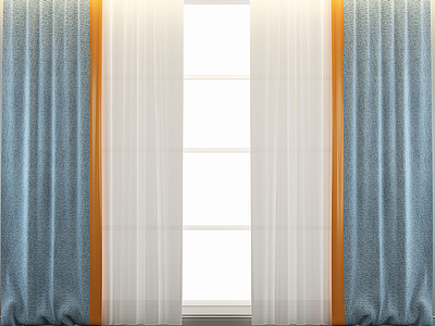 3d现代简约窗帘窗幔模型