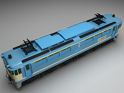 3d蓝色火车模型