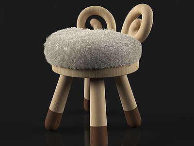现代实木儿童凳子模型3d模型