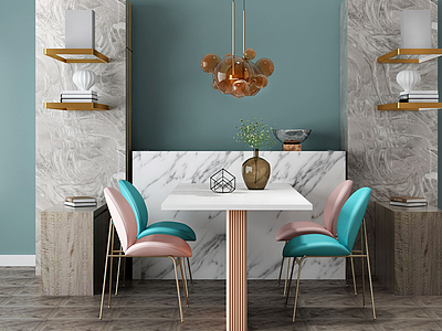 3d家具饰品组合餐桌椅模型