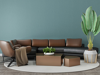 家具饰品组合休闲沙发模型