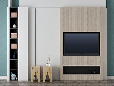 3d家具饰品组合电视背景墙模型