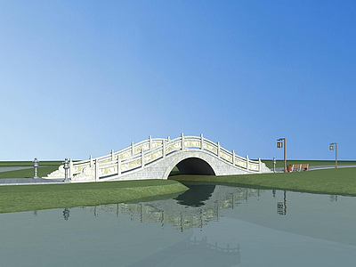 3d中式石拱桥模型