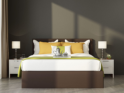 简约卧室双人床模型3d模型